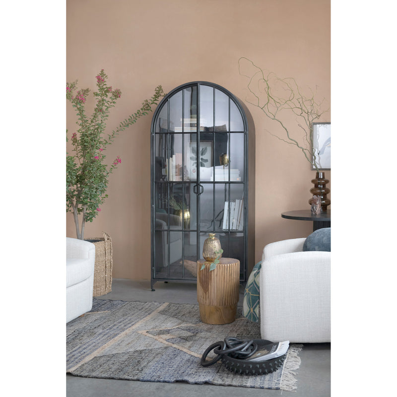 Arched Metal Cabinet with Glass