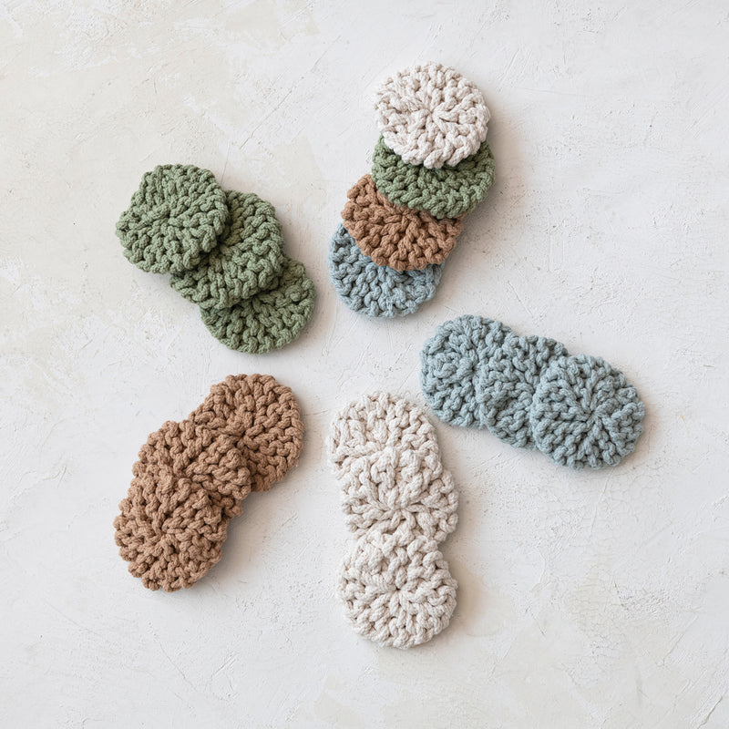Round Cotton Crocheted Coasters, Set of 4