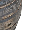 Wood barrel with metal rings.