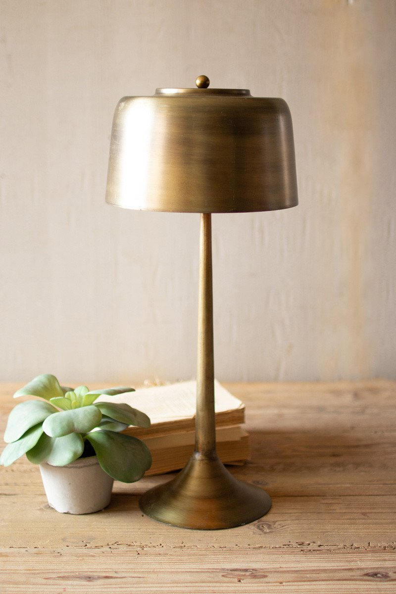 Antique Brass Table Lamp – Crackle and Teal