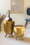 Antique Brass Drum Table