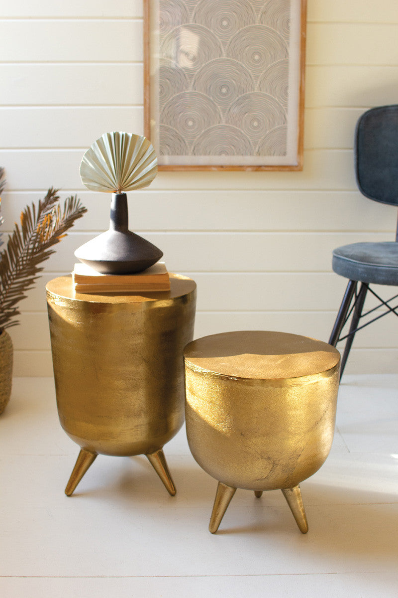 Antique Brass Drum Table