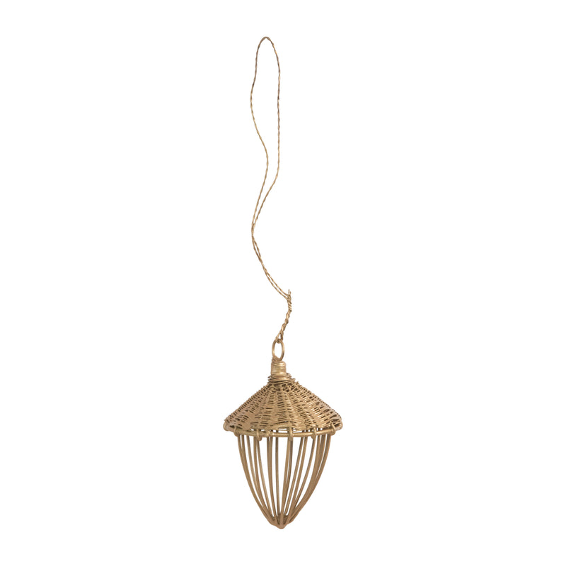Metal and Wire Acorn Ornament - Brass