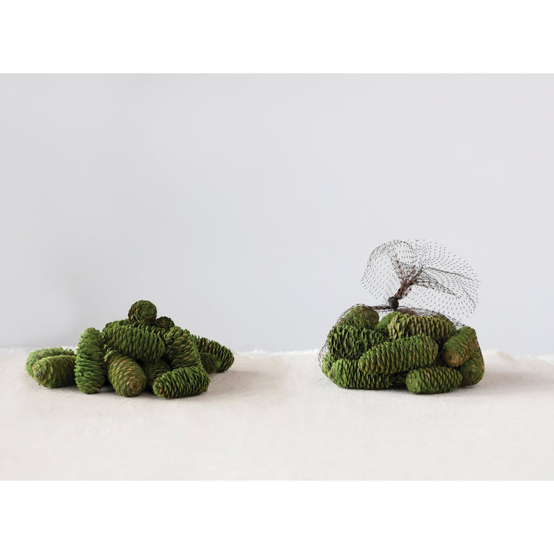 Flocked Dried Natural Pinecones