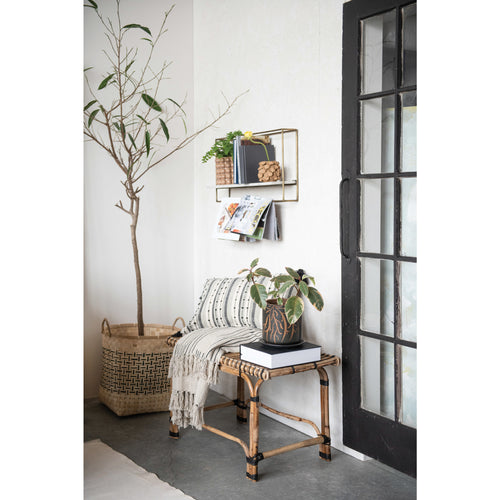 Metal & Marble Wall Shelf - Brass Finish