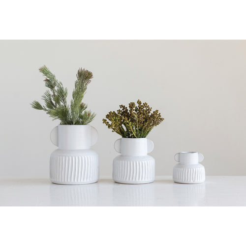 Stoneware Pleated Vase