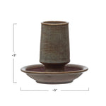 Stoneware Match Holder with Striker Plate measures 5 inches high by 5 inches wide. 