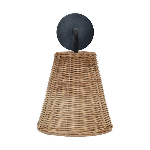 Woven Wicker & Metal Wall Sconce