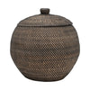 Rattan Basket with Lid - Black & Natural