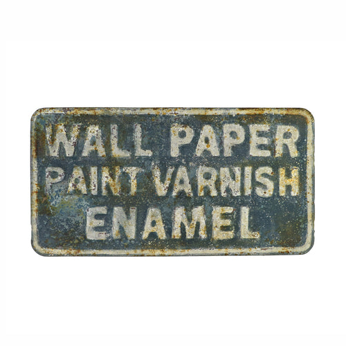 Vintage inspired metal sign advertising paint and varnish products. 