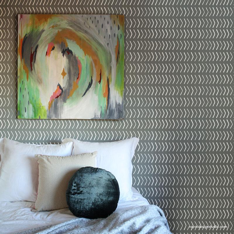 Ashanti Arrow Allover Wall Stencil